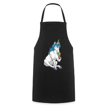 Einhorn Waffeleis - Kochschürze - Schwarz - Vorne - AI Model Male 185 dark (185cm)