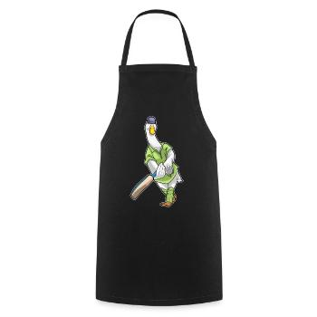 Ente Cricket Cricketschläger - Kochschürze - Schwarz - Vorne - AI Model Male 185 dark (185cm)