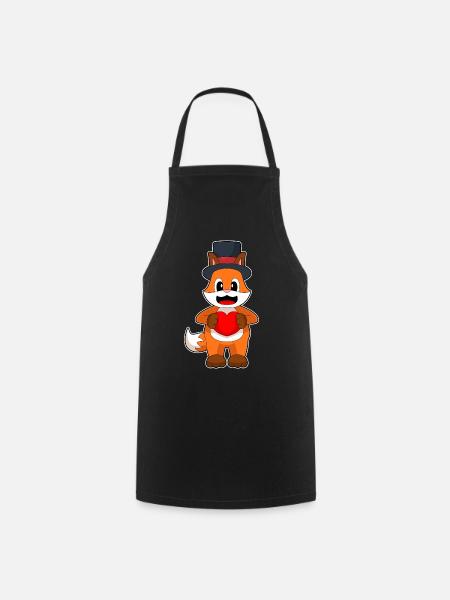 Fuchs Bräutigam Herz Hochzeit - Kochschürze - Schwarz