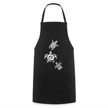 Three white sea turtles - Cooking Apron - black - Front - AI Model Male 185 dark (185cm)