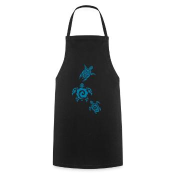 Three blue sea turtles - Cooking Apron - black - Front - AI Model Male 185 dark (185cm)