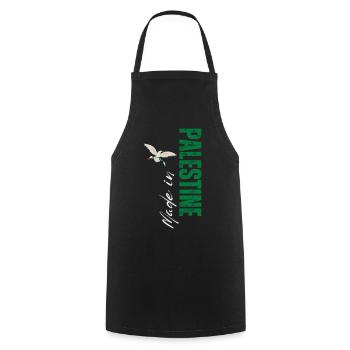 Made in Palestine, vertical design - Cooking Apron - black - Front - AI Model Male 185 dark (185cm)