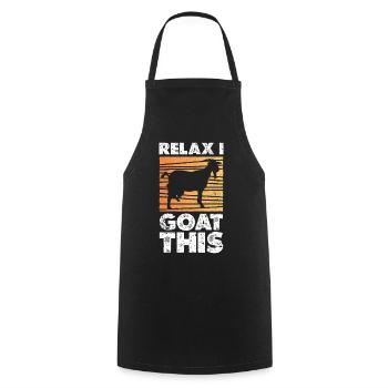 Silhouette de coucher de soleil de chèvre relaxe - Tablier de cuisine - noir - Devant - AI Model Male 185 dark (185cm)
