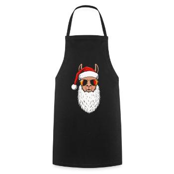 Santa Lama Xmas Fun Design Weihnachten - Kochschürze - Schwarz - Vorne - AI Model Male 185 dark (185cm)