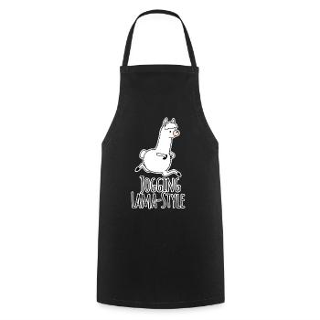 Llama-style joggers! Running silly and having fun at the same time! - Cooking Apron - black - Front - AI Model Male 185 dark (185cm)