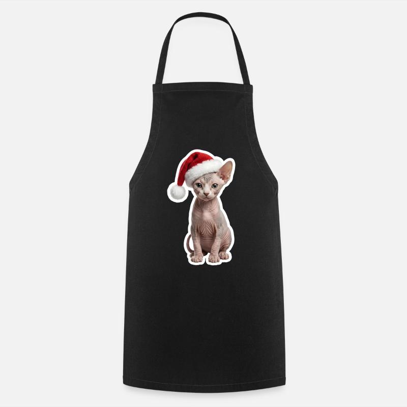 Chat Sphinx - Chaleureux à Noël - Tablier de cuisine - noir