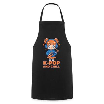 K-POP AND CHILL Cute Korean Kpop Music Anime Girl - Cooking Apron - black - Front - AI Model Male 185 dark (185cm)