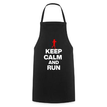 KEEP CALM AND RUN! JOGGING RACING SPORT FIT white - Cooking Apron - black - Front - AI Model Male 185 dark (185cm)