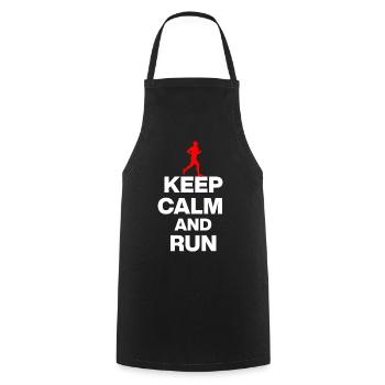 KEEP CALM AND RUN! FOR JOGGERS AND MARATHONERS sw - Cooking Apron - black - Front - AI Model Male 185 dark (185cm)
