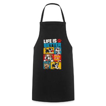 La vie est meilleure avec Paws à mes côtés - Tablier de cuisine - noir - Devant - AI Model Male 185 dark (185cm)