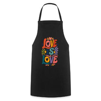 Love Is Love Vintage 70s Pride Motiv CSD Parade - Kochschürze - Schwarz - Vorne - AI Model Male 185 dark (185cm)