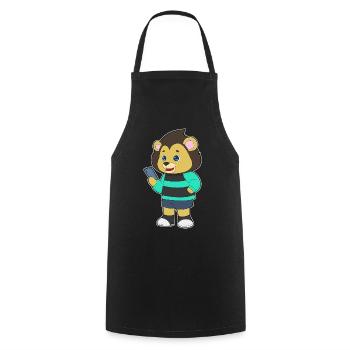 Lion Smartphone - Cooking Apron - black - Front - AI Model Male 185 dark (185cm)