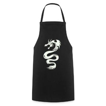Weißer Drachen Silhouette - Kochschürze - Schwarz - Vorne - AI Model Male 185 dark (185cm)