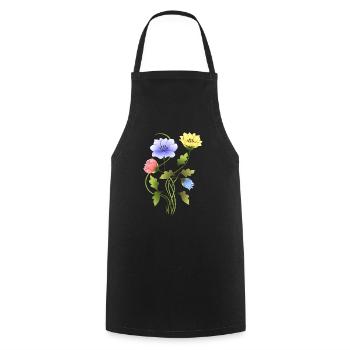 Blumen - Kochschürze - Schwarz - Vorne - AI Model Male 185 dark (185cm)