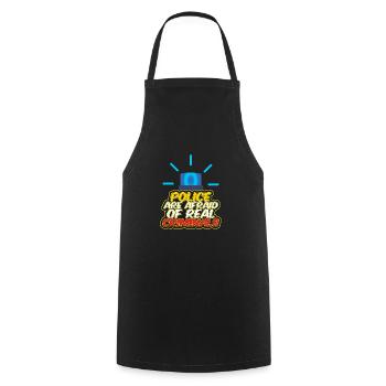 Police Are Afraid Of Real Criminals Blue Red Light - Cooking Apron - black - Front - AI Model Male 185 dark (185cm)