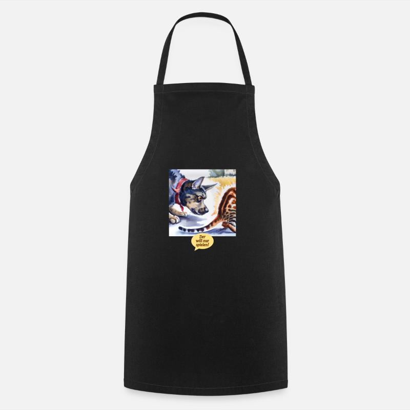 Der will nur spielen - Kochschürze - Schwarz
