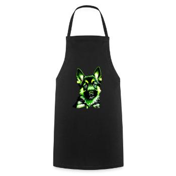 Dog Owner German Shepherd Puppy - Cooking Apron - black - Front - AI Model Male 185 dark (185cm)