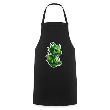 Bébé dragon, mignon, heureux, souriant - Tablier de cuisine - noir - Devant - AI Model Male 185 dark (185cm)
