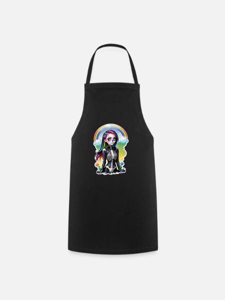 Halloween - Rock & Regenbogen - Kochschürze - Schwarz