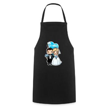 just married - pour mariage - Tablier de cuisine - noir - Devant - AI Model Male 185 dark (185cm)