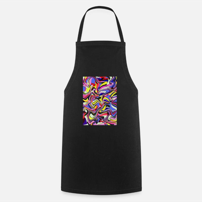 Abstract colorful pattern liquid - Cooking Apron - black
