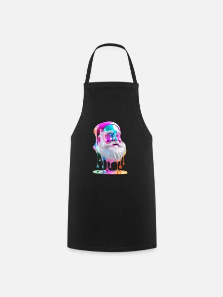 08 Weihnachtsmann Kopf flussige Farben Farbtropfen - Forklæde - sort
