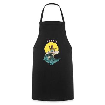 Surf’s Up! Drôle de surfeur rétro - Tablier de cuisine - noir - Devant - AI Model Male 185 dark (185cm)