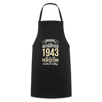 81st Birthday - Original 1943 100% Authentic - Cooking Apron - black - Front - AI Model Male 185 dark (185cm)