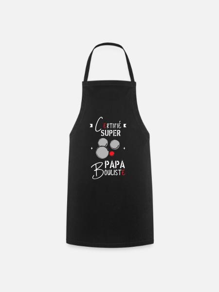 Super papa Bouliste | papa pétanque cadeau papa - Tablier de cuisine - noir
