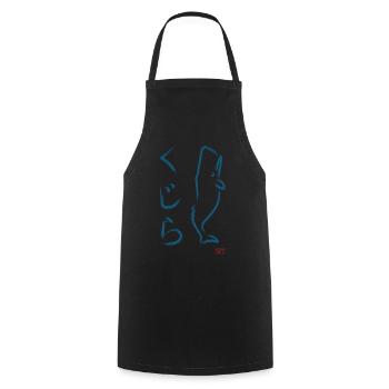 鯨 - くじら - kujira - whale paint brush - right B - Cooking Apron - black - Front - AI Model Male 185 dark (185cm)