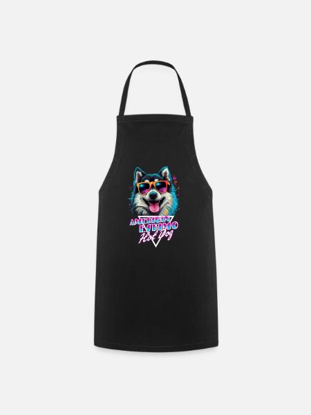 Retro Wave Black American Eskimo Hot Dog Shirt - Kochschürze - Schwarz