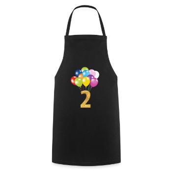 2 children birthday happy birthday - Cooking Apron - black - Front - AI Model Male 185 dark (185cm)