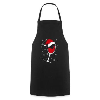 Verre à vin Santa Hat Noël - Tablier de cuisine - noir - Devant - AI Model Male 185 dark (185cm)