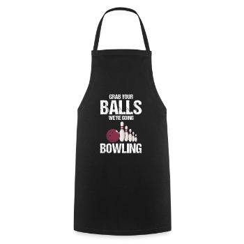 Prenez vos balles, nous allons Bowling Vintage - Tablier de cuisine - noir - Devant - AI Model Male 185 dark (185cm)