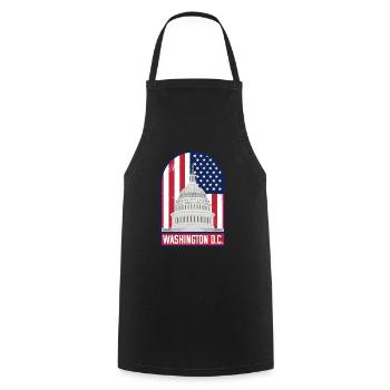 Washington D.C. With Flag - American Travel - Cooking Apron - black - Front - AI Model Male 185 dark (185cm)