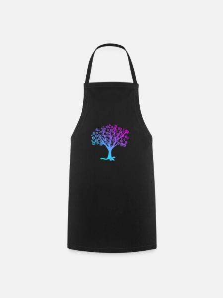 Baum mit Blüten türkis lila pink - Kochschürze - Schwarz
