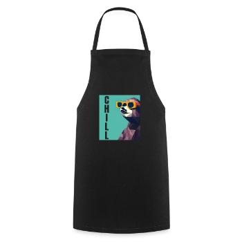 Cool Comic Portrait Sloth with sunglasses chill - Cooking Apron - black - Front - AI Model Male 185 dark (185cm)