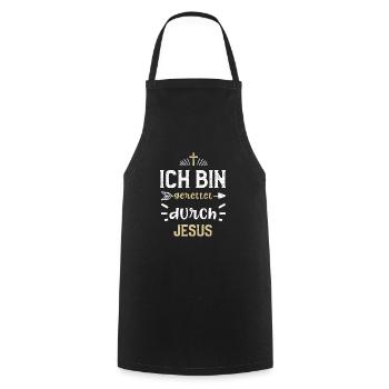 Ich bin gerettet durch Jesus - Kochschürze - Schwarz - Vorne - AI Model Male 185 dark (185cm)