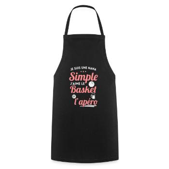 Nana simple aime le basket et l'apéro - Tablier de cuisine - noir - Devant - AI Model Male 185 dark (185cm)