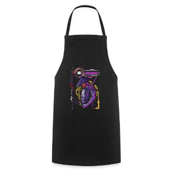 Cyberpunk Streetwear Japan Futuristisch - Kochschürze - Schwarz - Vorne - AI Model Male 185 dark (185cm)