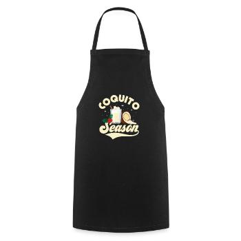 Coquito Season Puerto Rican Coconut Rum Drink - Cooking Apron - black - Front - AI Model Male 185 dark (185cm)