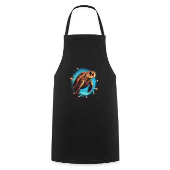 Sea Turtle Xmas Lights, Love turtles - Cooking Apron - black - Front - AI Model Male 185 dark (185cm)
