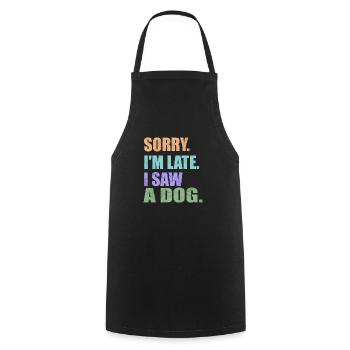 Pardon. Je suis en retard.J’ai vu un chien - Tablier de cuisine - noir - Devant - AI Model Male 185 dark (185cm)