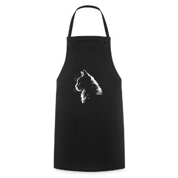 Katze, katzenmotiv - Kochschürze - Schwarz - Vorne - AI Model Male 185 dark (185cm)