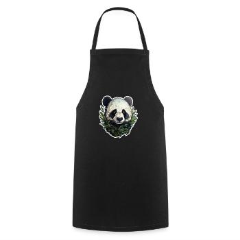 Panda jetant un coup d’œil hors des feuilles - Tablier de cuisine - noir - Devant - AI Model Male 185 dark (185cm)