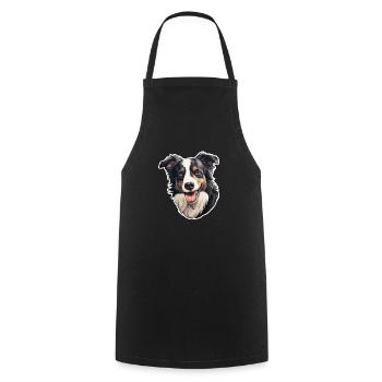 Tête de Border Collie - Tablier de cuisine - noir - Devant - AI Model Male 185 dark (185cm)