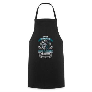 Wolves Predator Strength - Cooking Apron - black - Front - AI Model Male 185 dark (185cm)