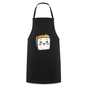 Bande dessinée de sushi drôle - Tablier de cuisine - noir - Devant - AI Model Male 185 dark (185cm)