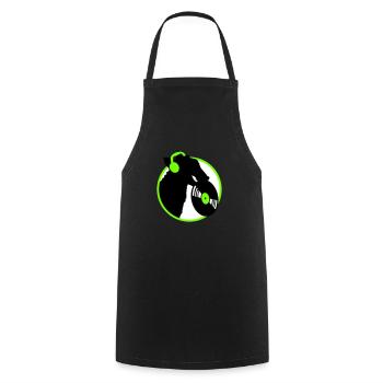 Hund DJ Musik Auflegen Club Disko Schallplatte Fun - Kochschürze - Schwarz - Vorne - AI Model Male 185 dark (185cm)