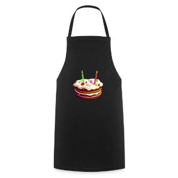 gâteau anniversaire - Tablier de cuisine - noir - Devant - AI Model Male 185 dark (185cm)